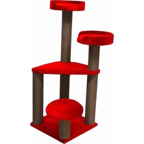 Bedspet Kırmızı 3 Oturaklı Kedi Tırmalama Kulesi