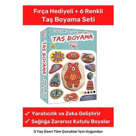 Bee Games Taş Boyama 3 Yaş Üstü Çocuklar İçin Zeka Geliştirici 6 Renk Akrilik Boyalı Fırçalı Aktivite Seti