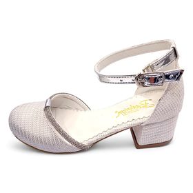 Beebron Shining Princess Series Simli Krem Renk Kız Çocuk Topuklu Ayakkabı