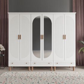 Beenal Furkan 6 Kapaklı Beyaz 240 cm Gardırop