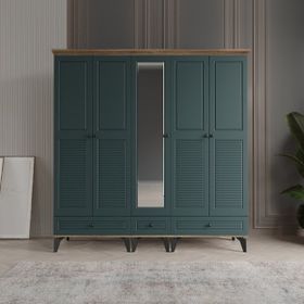 Beenal Nisa 5 Kapaklı Yeşil 200 cm Gardırop