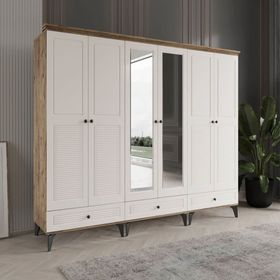 Beenal Nisa 6 Kapaklı Beyaz 240 cm Gardırop