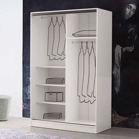 Beenal Venüs 135 cm Parlak Beyaz Sürgülü Gardrop