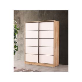 Beenal Venüs Sürgülü 160 cm Sonoma Ceviz-Parlak Beyaz Gardırop