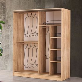 Beenal Venüs Sürgülü 180 cm Sonoma Ceviz Beyaz Gardırop