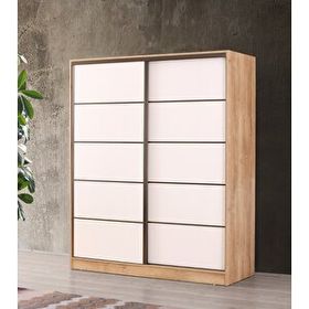 Beenal Venüs Sürgülü 180 cm Sonoma Ceviz Beyaz Gardırop