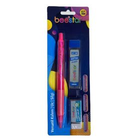 Beestar Pembe Versatil Kalem+Uç+Silgi Set