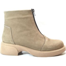 Beety 101809 Kum Hakiki Deri Fermuarlı Kalın Topuk Casual Kadın Bot