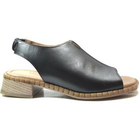 Beety BL.023 Rok Siyah Deri Bej Anatomik Kadın Sandalet