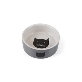 Beeztees 11.5 cm 180 ml Gri Seramik Kedi Mama ve Su Kabı