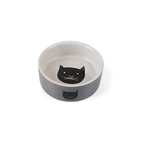 Beeztees 11.5 cm 180 ml Gri Seramik Kedi Mama ve Su Kabı