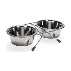 Beeztees 16 cm 2x900 ml Paslanmaz Çelik 2'li Köpek Mama Su Kabı