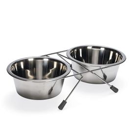 Beeztees 16 cm 2x900 ml Paslanmaz Çelik 2'li Köpek Mama Su Kabı
