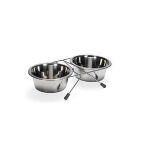 Beeztees 16 cm 2x900 ml Paslanmaz Çelik 2'li Köpek Mama Su Kabı