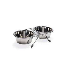 Beeztees 16 cm 2x900 ml Paslanmaz Çelik 2'li Köpek Mama Su Kabı
