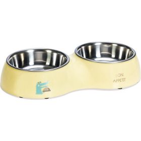 Beeztees 34x17.5 cm 2x350 ml Sarı Paslanmaz Çelik 2'li Köpek Mama ve Su Kabı