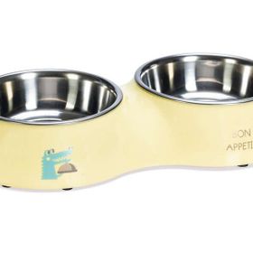 Beeztees 34x17.5 cm 2x350 ml Sarı Paslanmaz Çelik 2'li Köpek Mama ve Su Kabı
