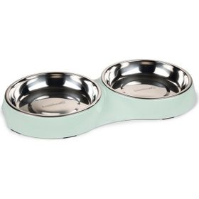 Beeztees 35x18x3 cm 2x420 ml 2'li Mint Paslanmaz Çelik Kedi Mama ve Su Kabı