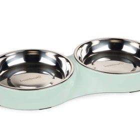 Beeztees 35x18x3 cm 2x420 ml 2'li Mint Paslanmaz Çelik Kedi Mama ve Su Kabı