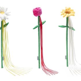 Beeztees Çiçek Şeklinde Peluş ve Kurdelalar Çeşitli Renklerde 45x6x3 cm Kedi Oltası