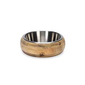 Beeztees DBL 21 cm 1300 ml Dışı Masif Ahşap Paslanmaz Çelik Köpek Mama Su Kabı