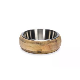Beeztees DBL 21 cm 1300 ml Dışı Masif Ahşap Paslanmaz Çelik Köpek Mama Su Kabı