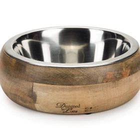 Beeztees DBL 21 cm 1300 ml Dışı Masif Ahşap Paslanmaz Çelik Köpek Mama Su Kabı