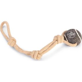 Beeztees İpli Tenis Topu Kauçuk Gri Kahverengi İp 39 cm Top 6.3 cm Köpek Oyuncağı