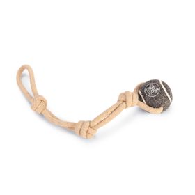 Beeztees İpli Tenis Topu Kauçuk Gri Kahverengi İp 39 cm Top 6.3 cm Köpek Oyuncağı