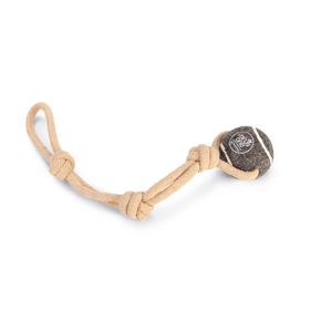 Beeztees İpli Tenis Topu Kauçuk Gri Kahverengi İp 39 cm Top 6.3 cm Köpek Oyuncağı