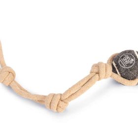Beeztees İpli Tenis Topu Kauçuk Gri Kahverengi İp 39 cm Top 6.3 cm Köpek Oyuncağı