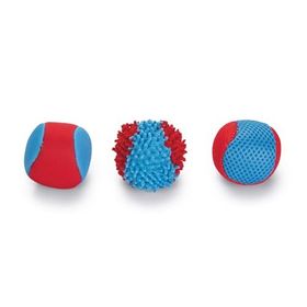 Beeztees Yüzen İçi Su Dolabilen Toplar 3 Adet 6.2 cm Mavi Kırmızı Köpek Oyuncağı