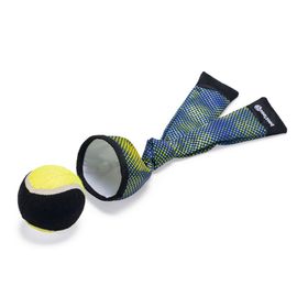 Beeztees Yüzen Tenis Topu ve Kumaş Fırlatma 29 cm Mavi Sarı Köpek Oyuncağı