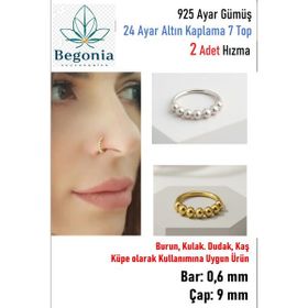 Begonia 925 Ayar Altın Gümüş 7 Top Halka Hızma