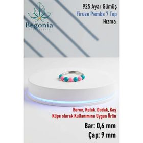 Begonia 925 Ayar Mavi Açık Pembe Gümüş 7 Top Halka Hızma