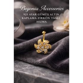 Begonia Accessories 925 Ayar Gold Gümüş Zirkon Taşlı Dönence Hızma