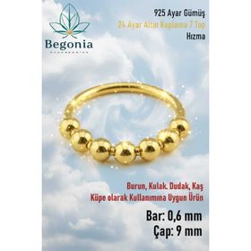 Begonia Accessories 925 Ayar Gümüş 7 Top Gold Halka Hızma