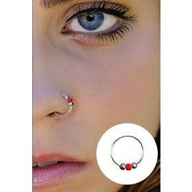 Begonia Accessories 925 Ayar Gümüş Kırmızı Üç Top Boncuk Halka Hızma