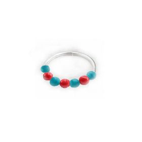 Begonia Accessories 925 Ayar Gümüş Piercing 7 Top Bordo Mavi Boncuklu Halka Hızma