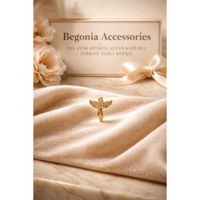 Begonia Accessories 925 Ayar Gümüş Zirkon Taşlı Gold Melek Hızma Piercing