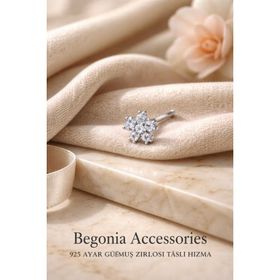 Begonia Accessories 925 Ayar Gümüş Zirkon Taşlı Yıldız Kar Tanesi Hızma