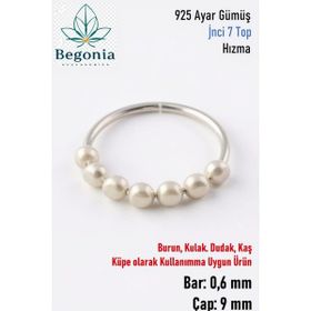 Begonia Accessories Gri İnci 925 Ayar Gümüş 7 Top Halka Hızma