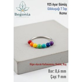 Begonia Gökkuşağı 925 Ayar Gümüş 7 Top Halka Hızma