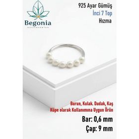Begonia İnci Beyaz 925 Ayar Gümüş 7 Top Halka Hızma
