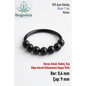Begonia Siyah 925 Ayar Gümüş 7 Top Halka Hızma