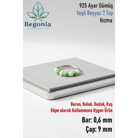 Begonia Yeşil Beyaz 925 Ayar Gümüş 7 Top Halka Hızma