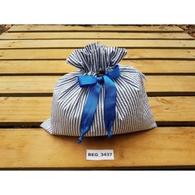 Begüldan BEG_34 2.5 kg Pamuklu Mavi Çizgili Erzak Torbası