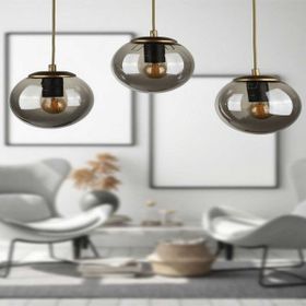 Begüsa Alegro 3'lü Sıralı Eskitme Füme Cam Avize