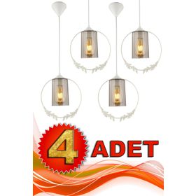 Begüsa Haliç Tekli Beyaz Füme Akrilik 4 Adet Bronz Avize