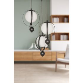 Begüsa Jüpiter 3'lü Siyah Beyaz Cam Avize